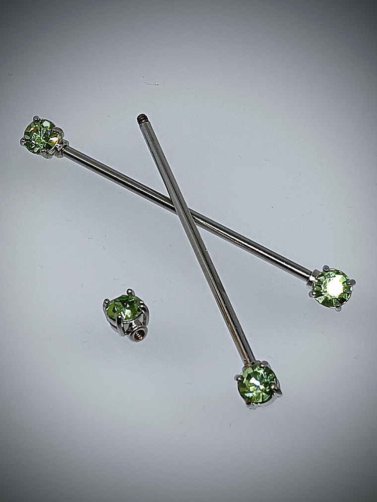 Piercing ☢  Green UG glass 38mm Industrial piercing/bar 1