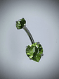 Piercing ☢ 16g Uranium glass, 2 stone, heart belly-button piercing/bar  - thumbnail 2