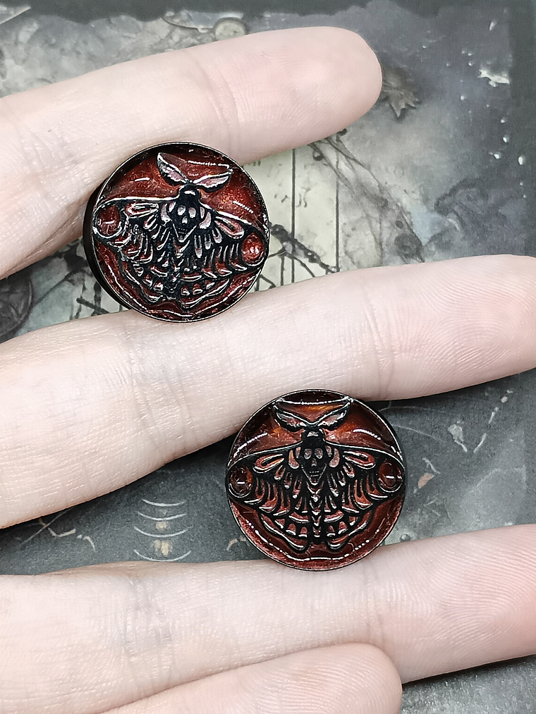 19mm, 3/4 inch ☢ Double sided, Uranium glass, Hawks Moth ear-plugs 4