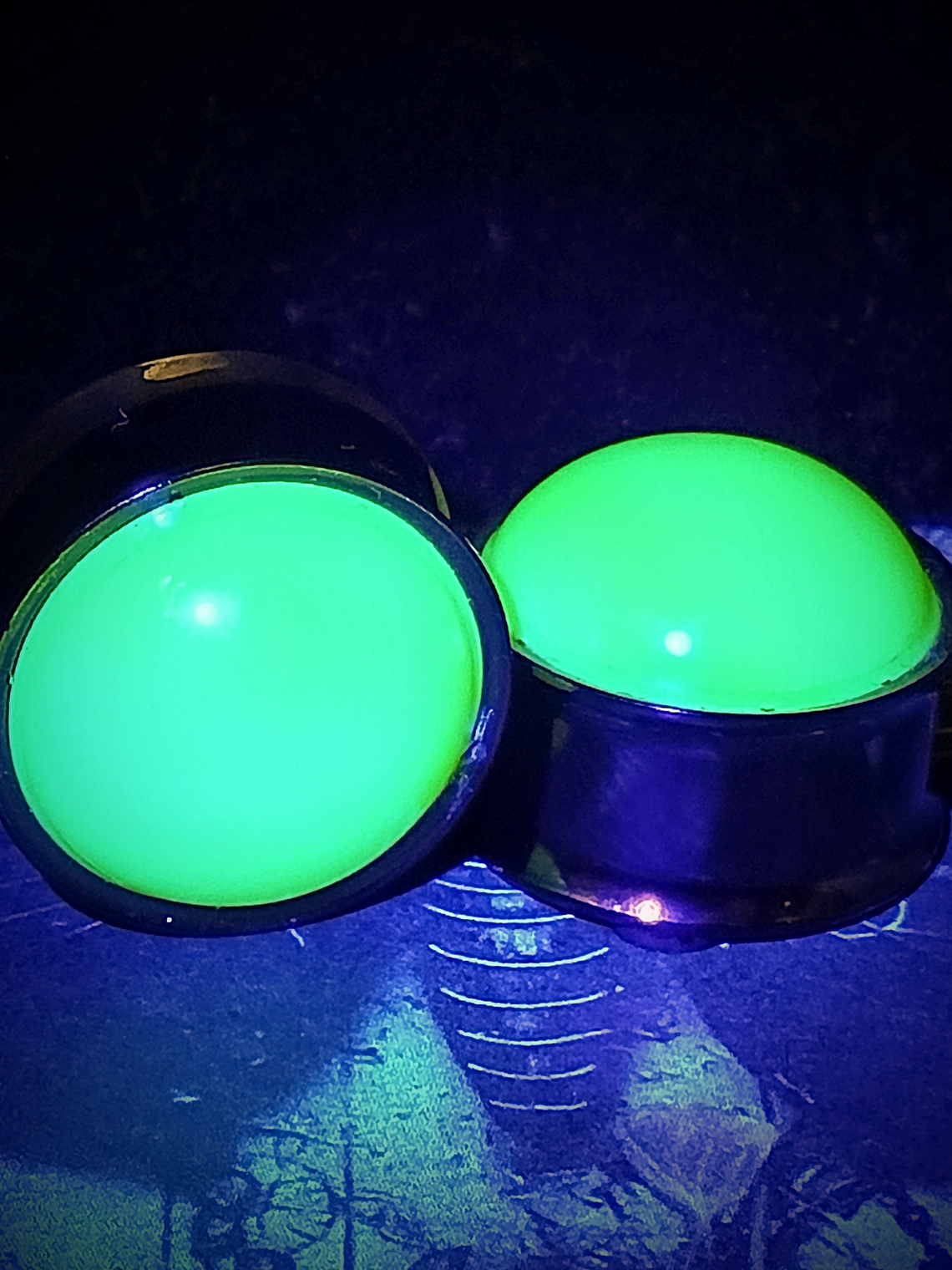 19mm, 3/4 inch ☢ Double sided, Uranium glass, Hawks Moth ear-plugs 5