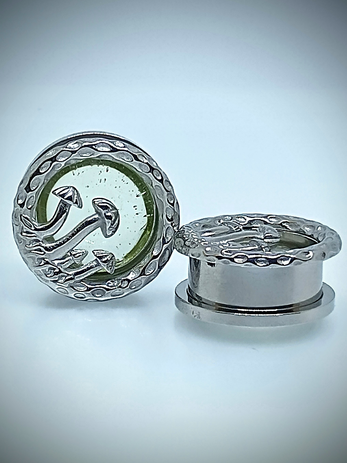 19mm, 3/4inch ☢ Vintage Vaseline UG glass, Mushroom ear-plugs 2