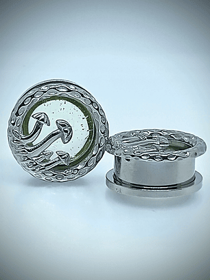 19mm, 3/4inch ☢ Vintage Vaseline UG glass, Mushroom ear-plugs