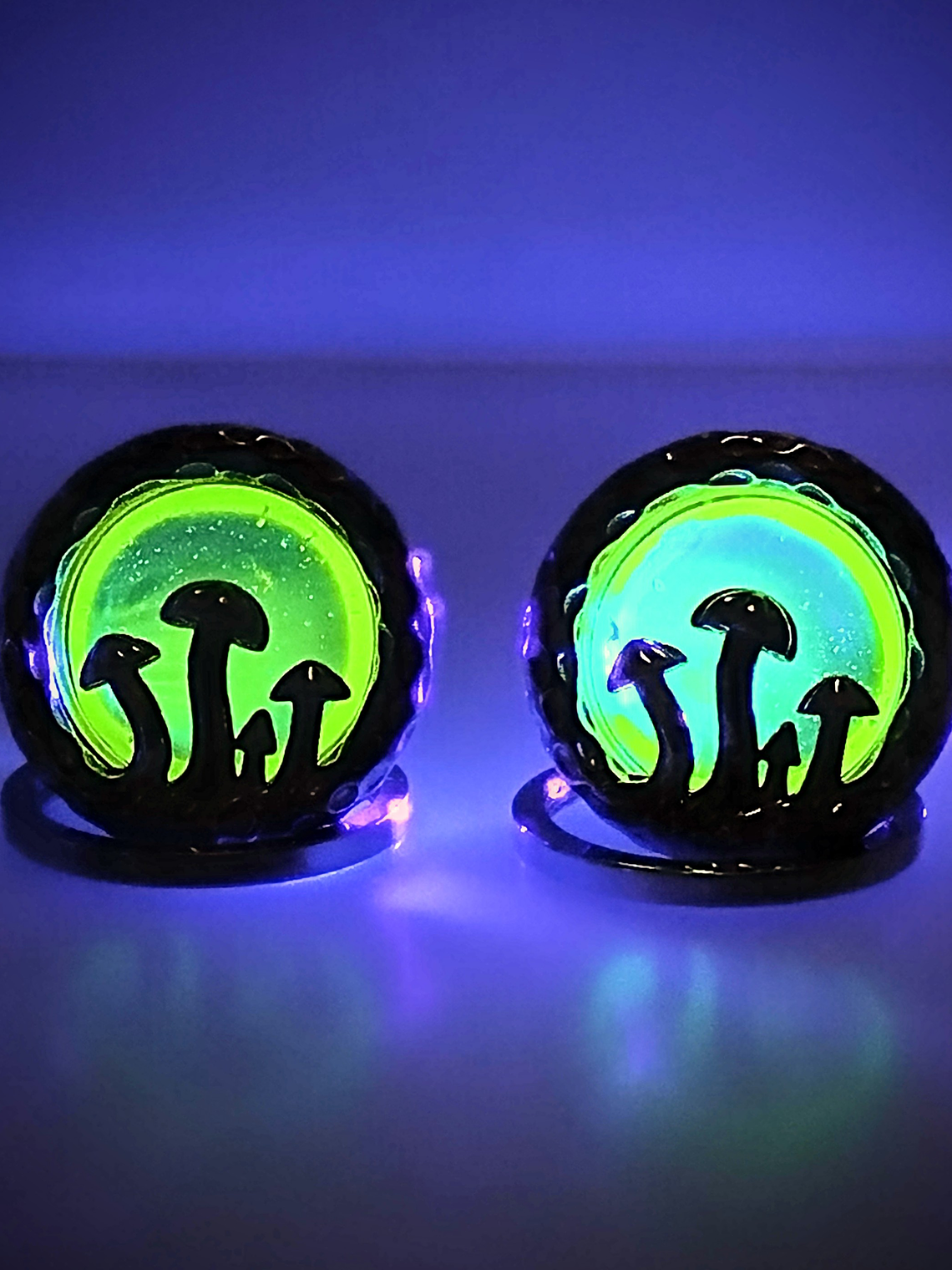 19mm, 3/4inch ☢ Vintage Vaseline UG glass, Mushroom ear-plugs 1