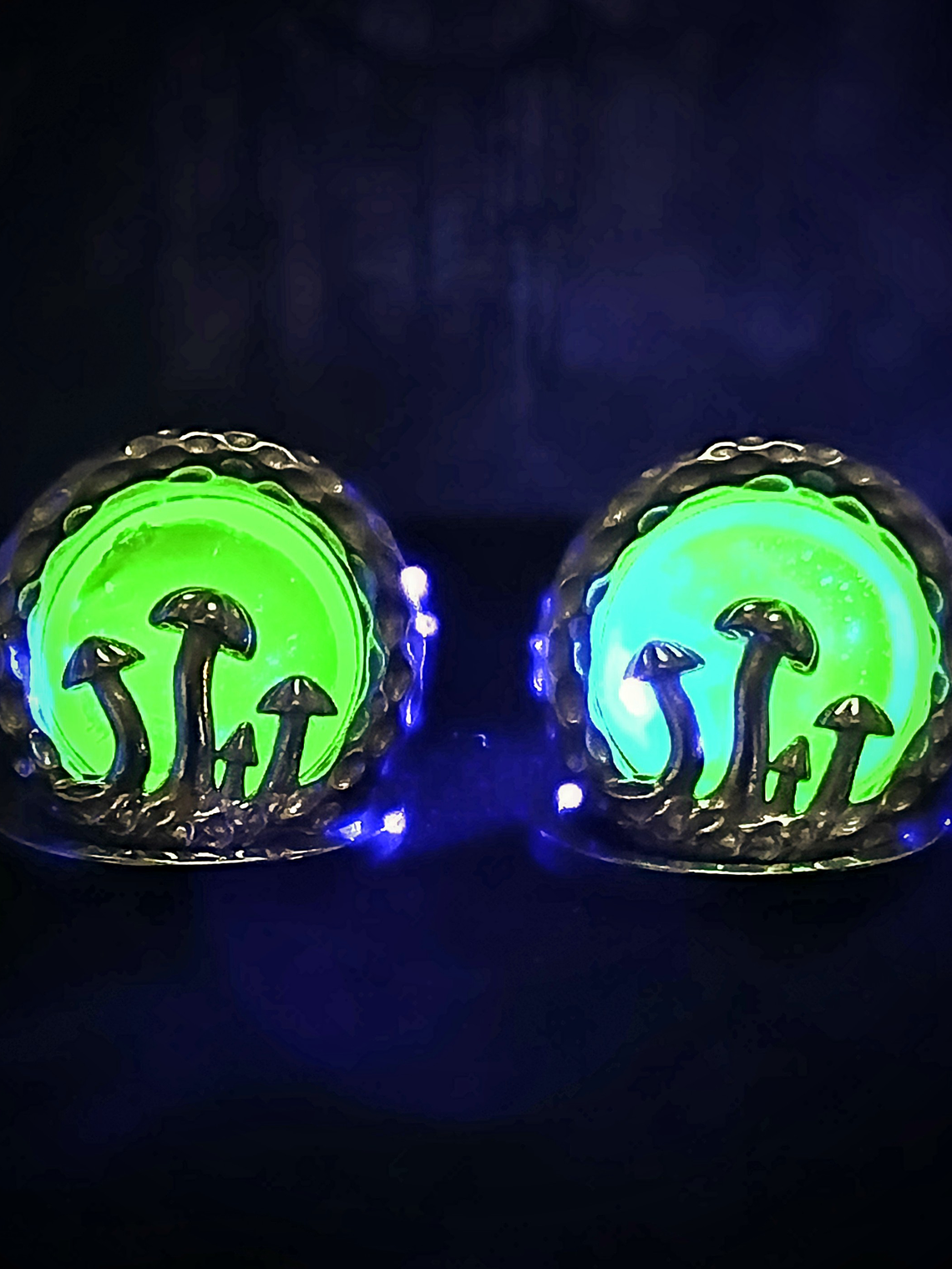 19mm, 3/4inch ☢ Vintage Vaseline UG glass, Mushroom ear-plugs 3