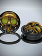 19mm, 3/4inch ☢ Vintage Yellow opal UG glass, Cat skull ear-plugs/tunnels  - thumbnail 2