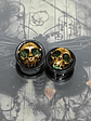 12mm, 1/2 inch Plugs ☢ Vintage Green UG glass, Cat skull ear-plugs - thumbnail 4