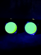 12mm, 1/2 inch ☢ Double sided, Green opal Uranium glass, glowing Hawks Moth ear-plugs - thumbnail 4