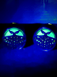 12mm, 1/2 inch ☢ Double sided, Green opal Uranium glass, glowing Hawks Moth ear-plugs - thumbnail 1