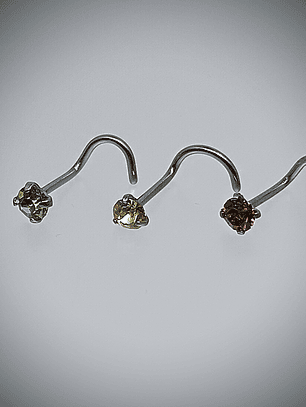 Piercing ☢ 21g Uranium glass, S-screw style nose piercing - 3mm stone - Pink/Green/Vaseline 