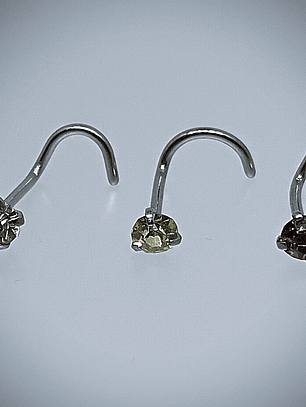 Piercing ☢ 21g Uranium glass, S-screw style nose piercing - 3mm stone - Pink/Green/Vaseline 