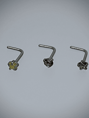 Piercing ☢ 21g Uranium glass L shaped nose piercing - 2.5mm stone - Pink/Green/Opal 