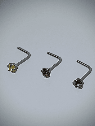 Piercing ☢ 21g Uranium glass L shaped nose piercing - 2.5mm stone - Pink/Green/Opal 