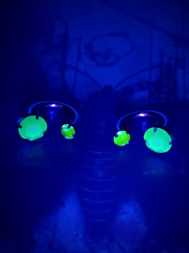 Piercing ☢ 10mm curved, internally threaded Uranium glass barbel - Curved horseshoe piercing - Pink/yellow opal 4