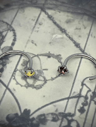 Piercing ☢ 21g Uranium glass open ring nose piercing - 2.5mm stone - Pink/Yellow opal