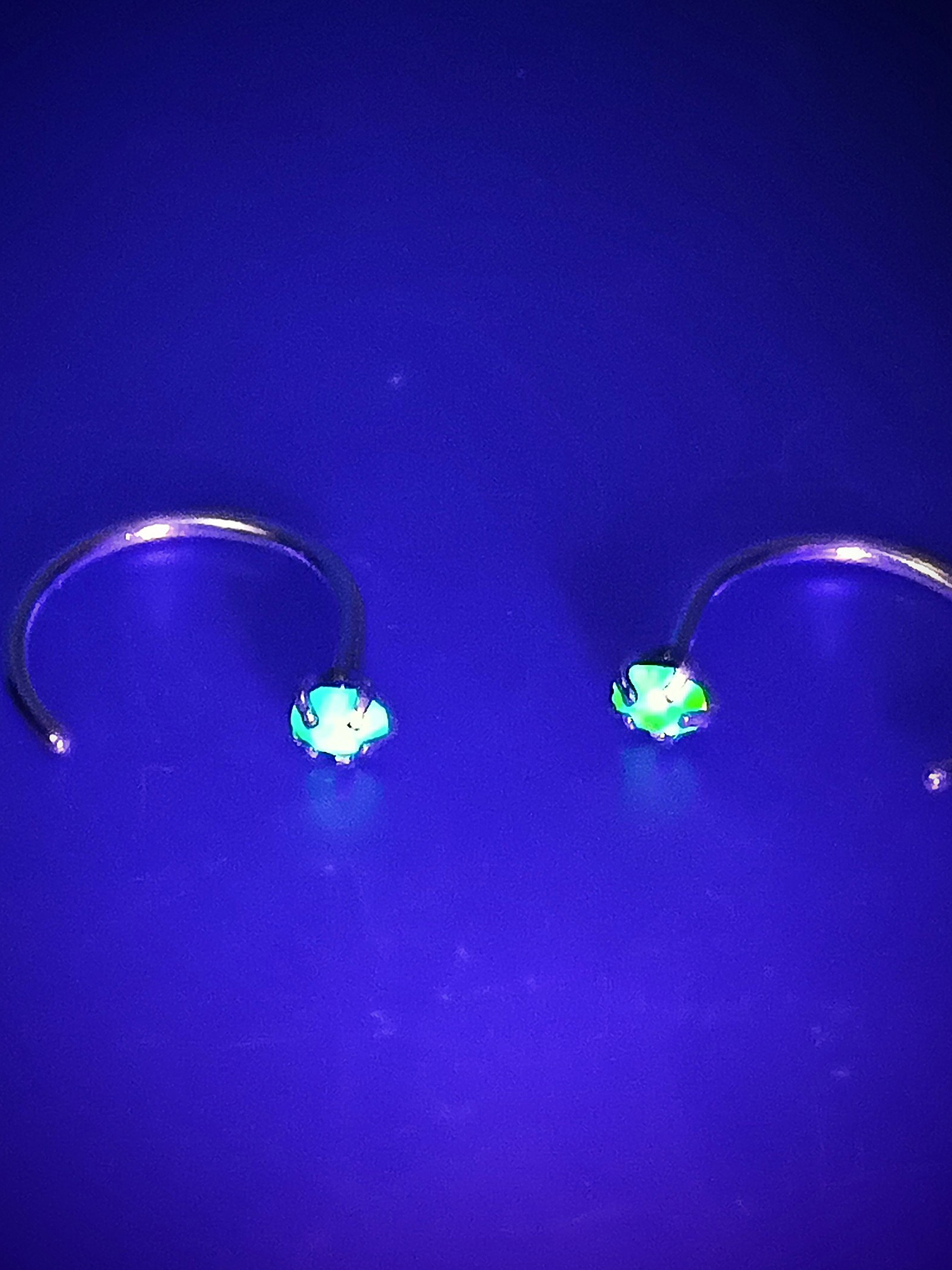 Piercing ☢ 21g Uranium glass open ring nose piercing - 2.5mm stone - Pink/Yellow opal 2