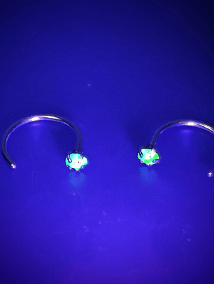 Piercing ☢ 21g Uranium glass open ring nose piercing - 2.5mm stone - Pink/Yellow opal