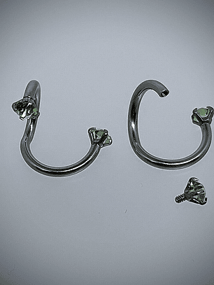 Piercing ☢ Double Helix 2 stone piercings, 16g internationally threaded