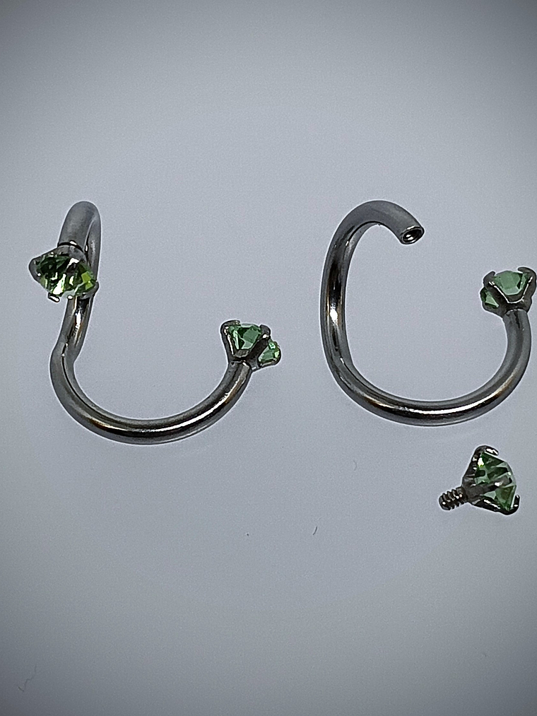 Piercing ☢ Double Helix 2 stone piercings, 16g internationally threaded 1