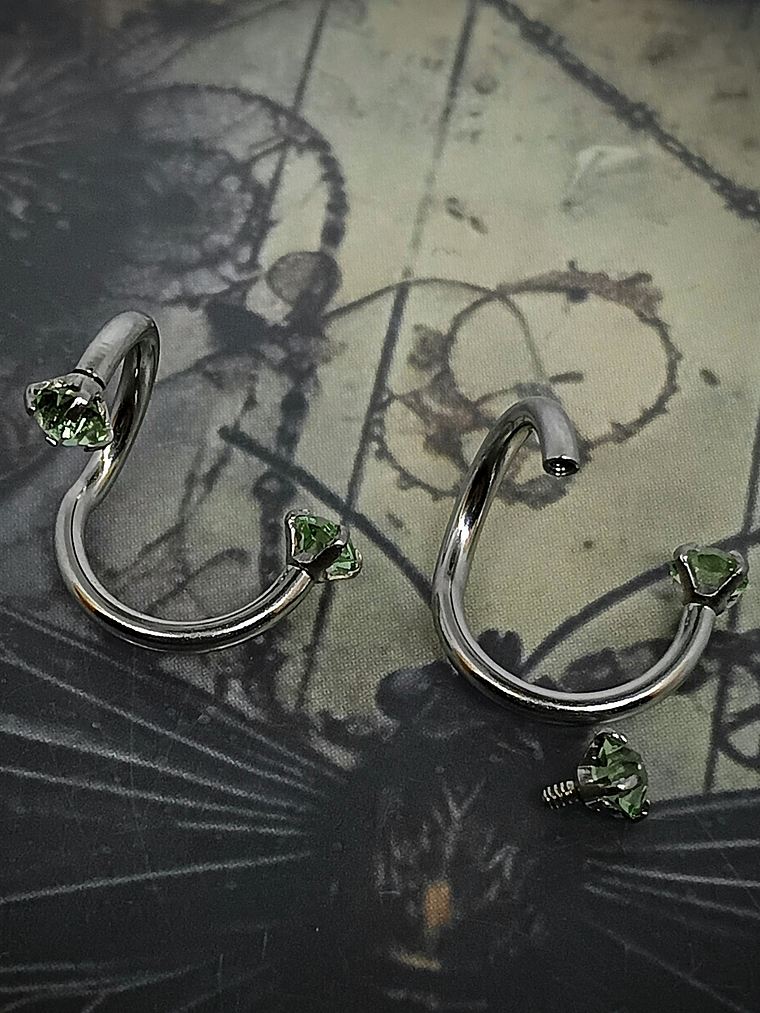 Piercing ☢ Double Helix 2 stone piercings, 16g internationally threaded 2