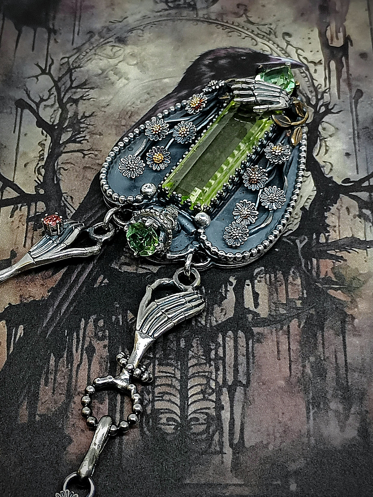 ☢ -Pushing Daisies- Momento mori,  sterling silver UG necklace - SOLD Private collection 8