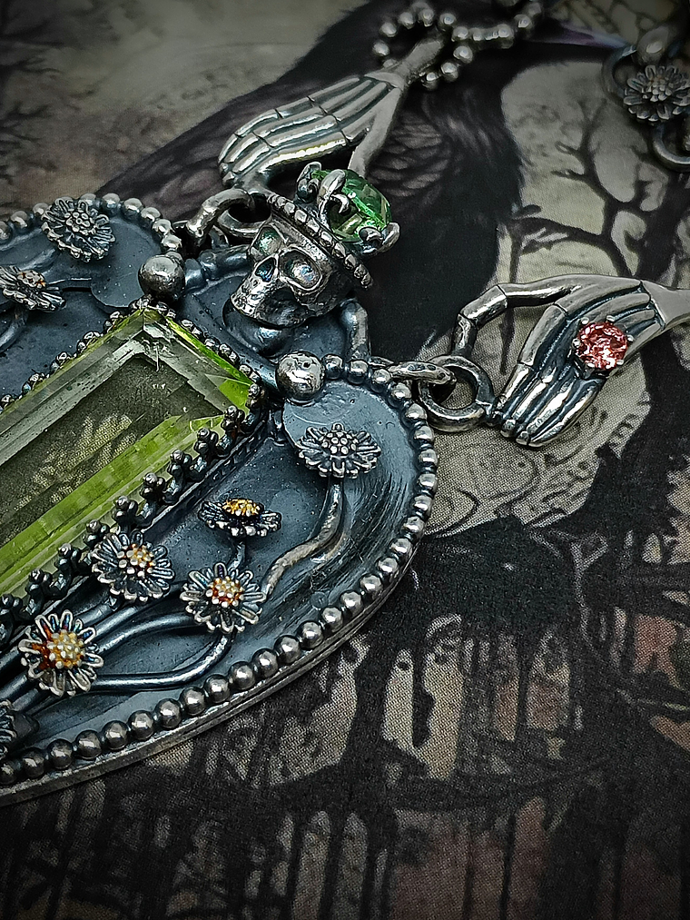 ☢ -Pushing Daisies- Momento mori,  sterling silver UG necklace - SOLD Private collection 5