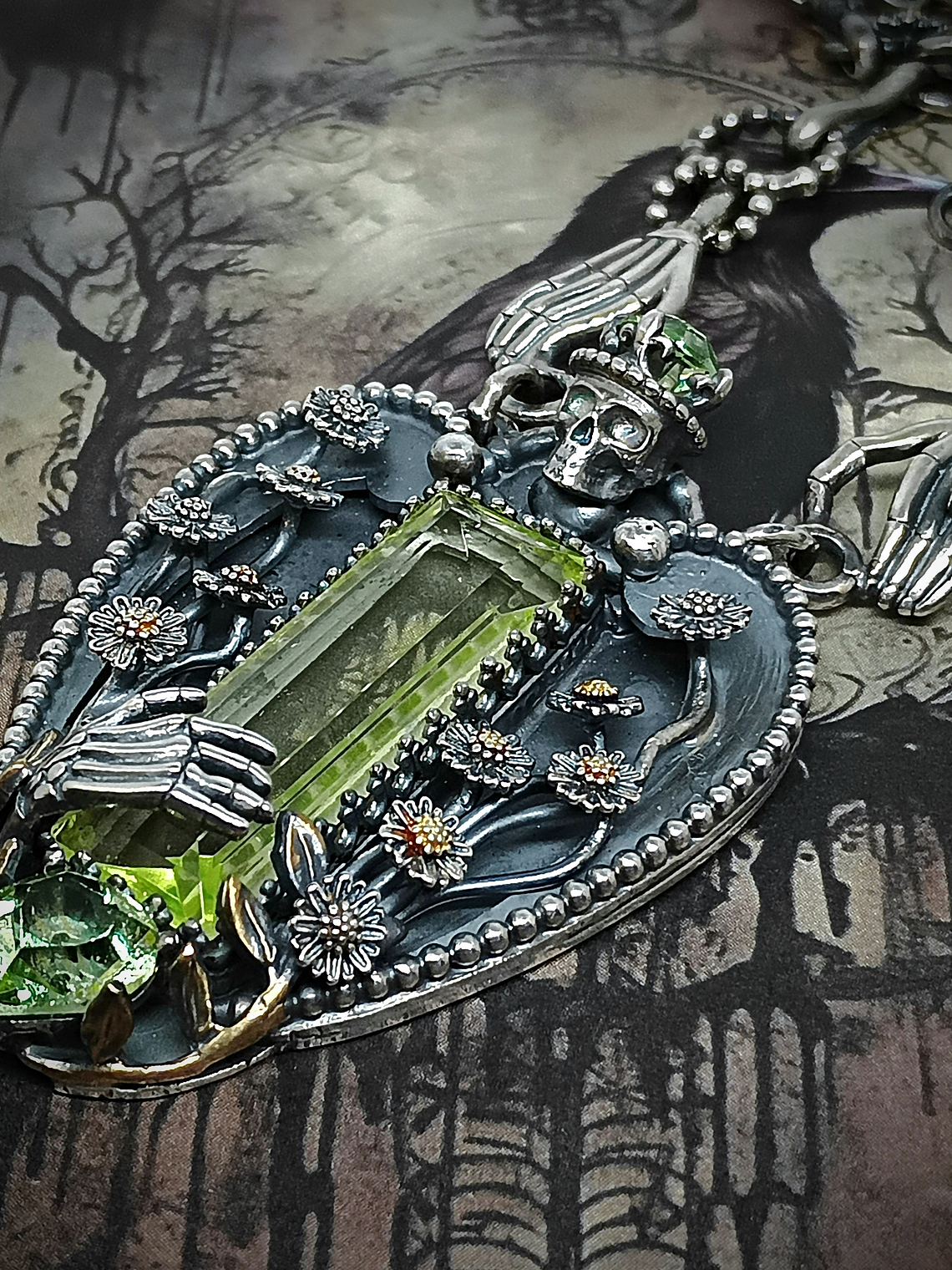 ☢ -Pushing Daisies- Momento mori,  sterling silver UG necklace - SOLD Private collection 4