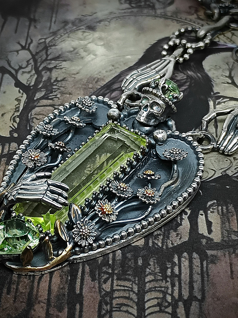 ☢ -Pushing Daisies- Momento mori,  sterling silver UG necklace - SOLD Private collection 4