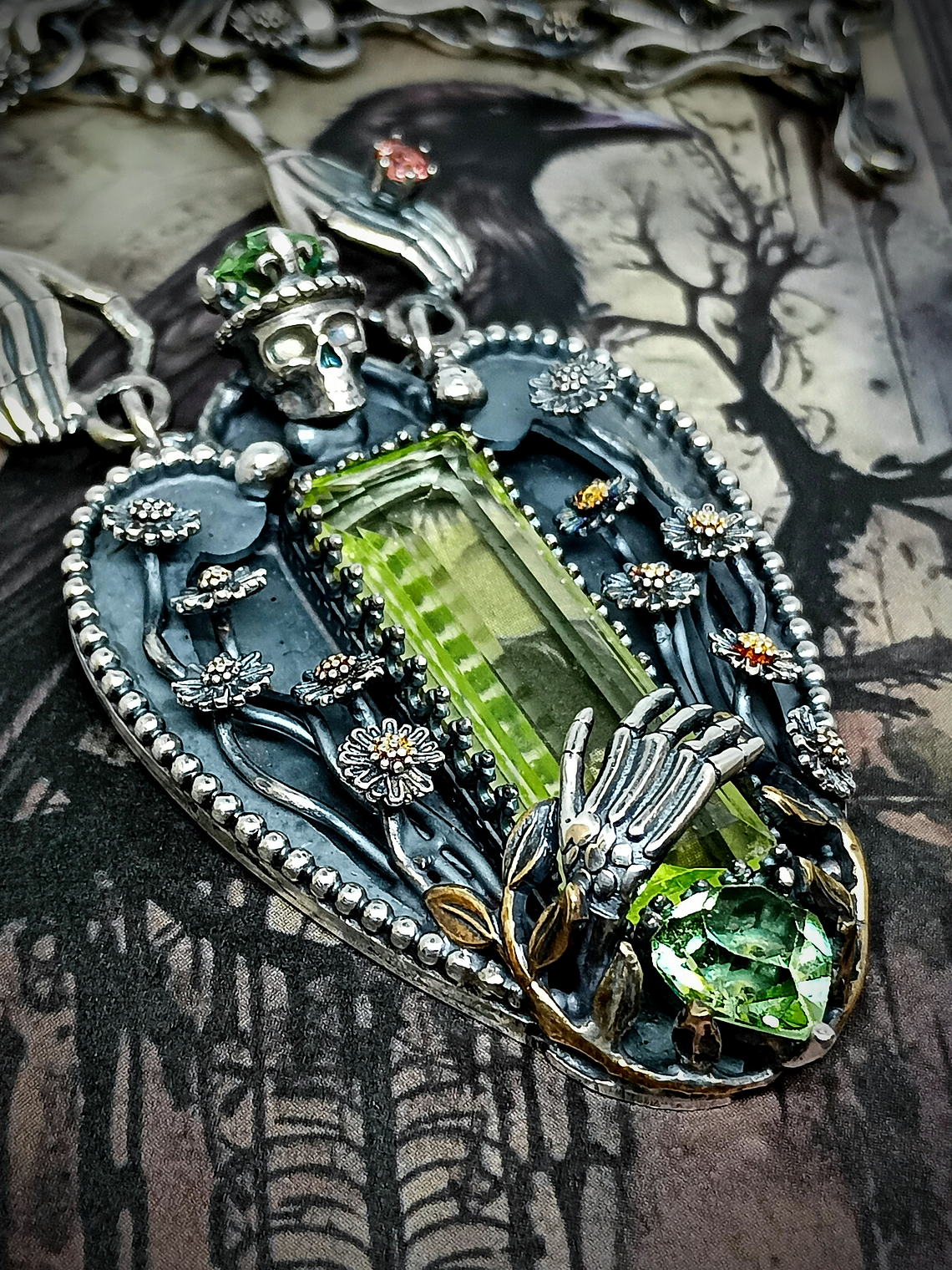 ☢ -Pushing Daisies- Momento mori,  sterling silver UG necklace - SOLD Private collection 3