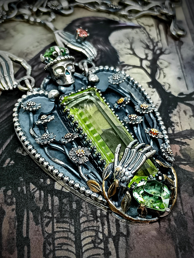 ☢ -Pushing Daisies- Momento mori,  sterling silver UG necklace - SOLD Private collection 3