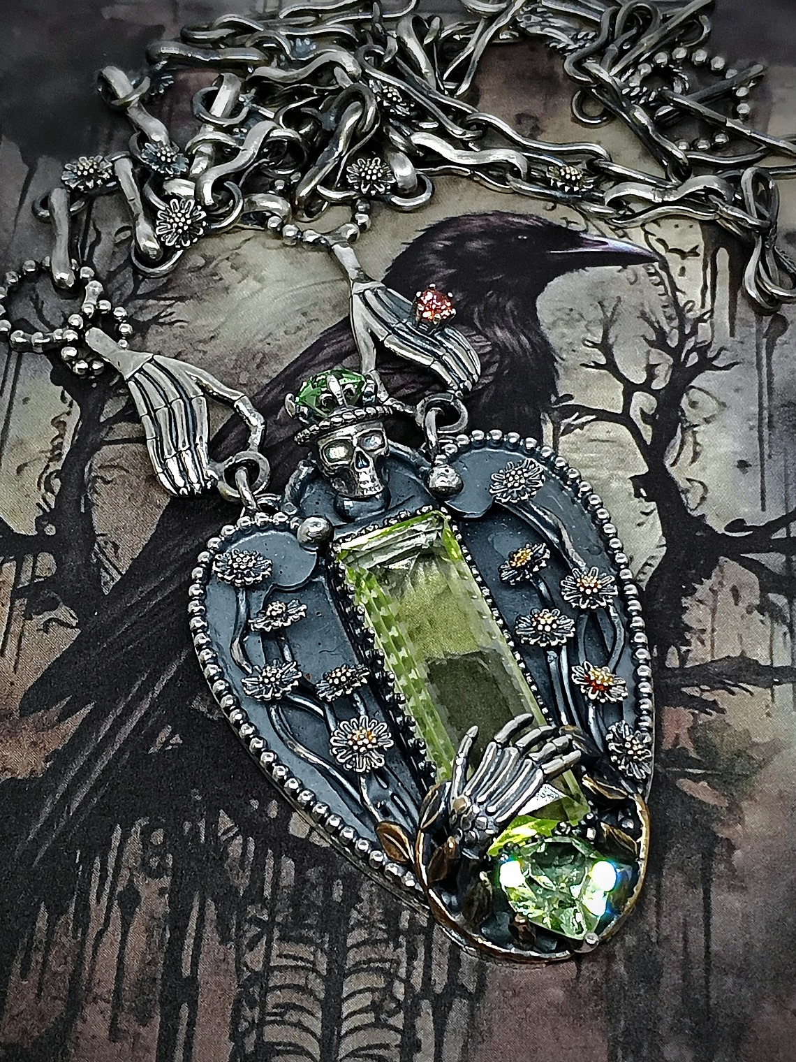 ☢ -Pushing Daisies- Momento mori,  sterling silver UG necklace - SOLD Private collection 6