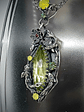 RTS  ☢  -Serenity-  Lotus and Koi fish pond,  silver  Uranium glass necklace - Sterling - thumbnail 6