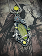 RTS  ☢  -Serenity-  Lotus and Koi fish pond,  silver  Uranium glass necklace - Sterling - thumbnail 9