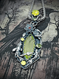 RTS  ☢  -Serenity-  Lotus and Koi fish pond,  silver  Uranium glass necklace - Sterling - thumbnail 10