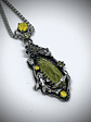 RTS  ☢  -Serenity-  Lotus and Koi fish pond,  silver  Uranium glass necklace - Sterling - thumbnail 4