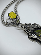 RTS  ☢  -Serenity-  Lotus and Koi fish pond,  silver  Uranium glass necklace - Sterling - thumbnail 5