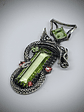 ☢ Right facing Galaxy Dragon Necklace, Vaseline, Pink & Green vintage UG - Private collection - thumbnail 7