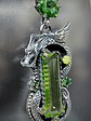 ☢ Left facing Galaxy Dragon Necklace, vintage Green & Vaseline UG - Private collection - thumbnail 5