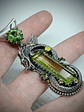 ☢ Left facing Galaxy Dragon Necklace, vintage Green & Vaseline UG - Private collection - thumbnail 2
