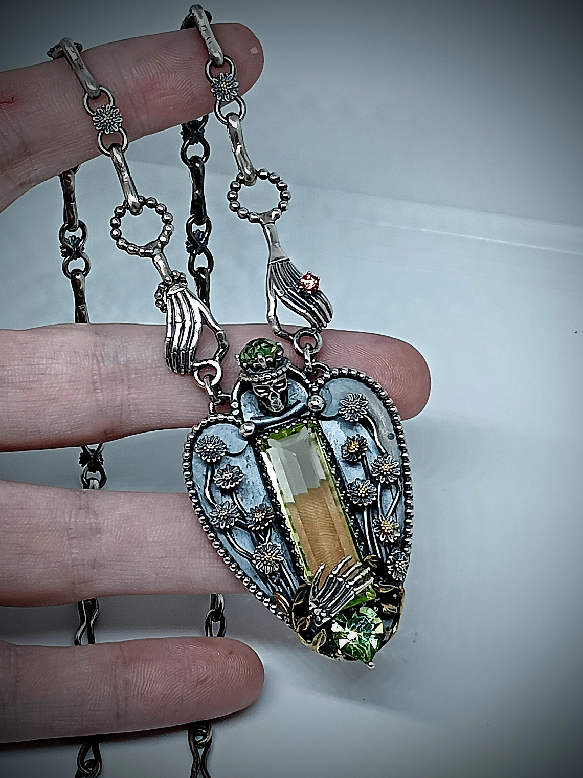 ☢ -Pushing Daisies- Momento mori,  sterling silver UG necklace - SOLD Private collection 10