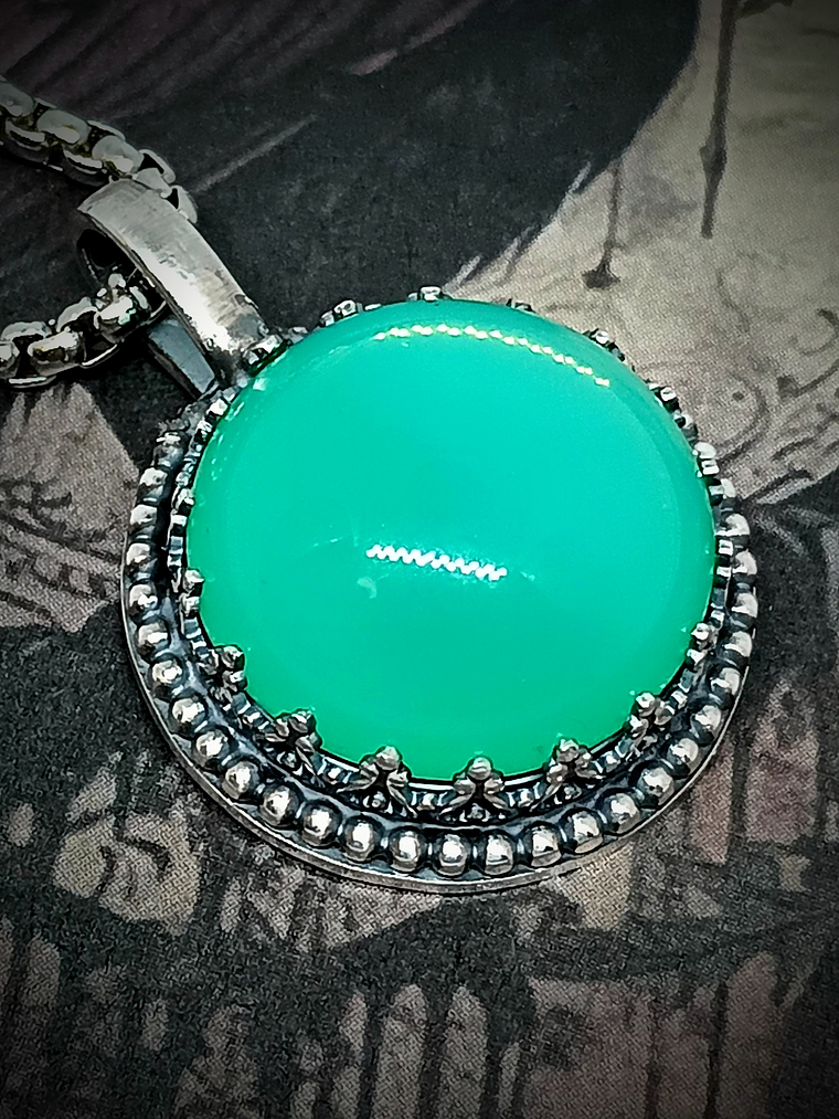 MTO ☢ Simple vintage style Sterling silver Green opal UG pendant or ring -  Sterling 💍- 2