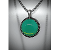 SS - ☢ style2 - Simple vintage style Sterling silver Green opal UG necklace -  Sterling 💍-