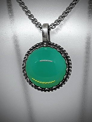 MTO ☢ Simple vintage style Sterling silver Green opal UG pendant or ring -  Sterling 💍-