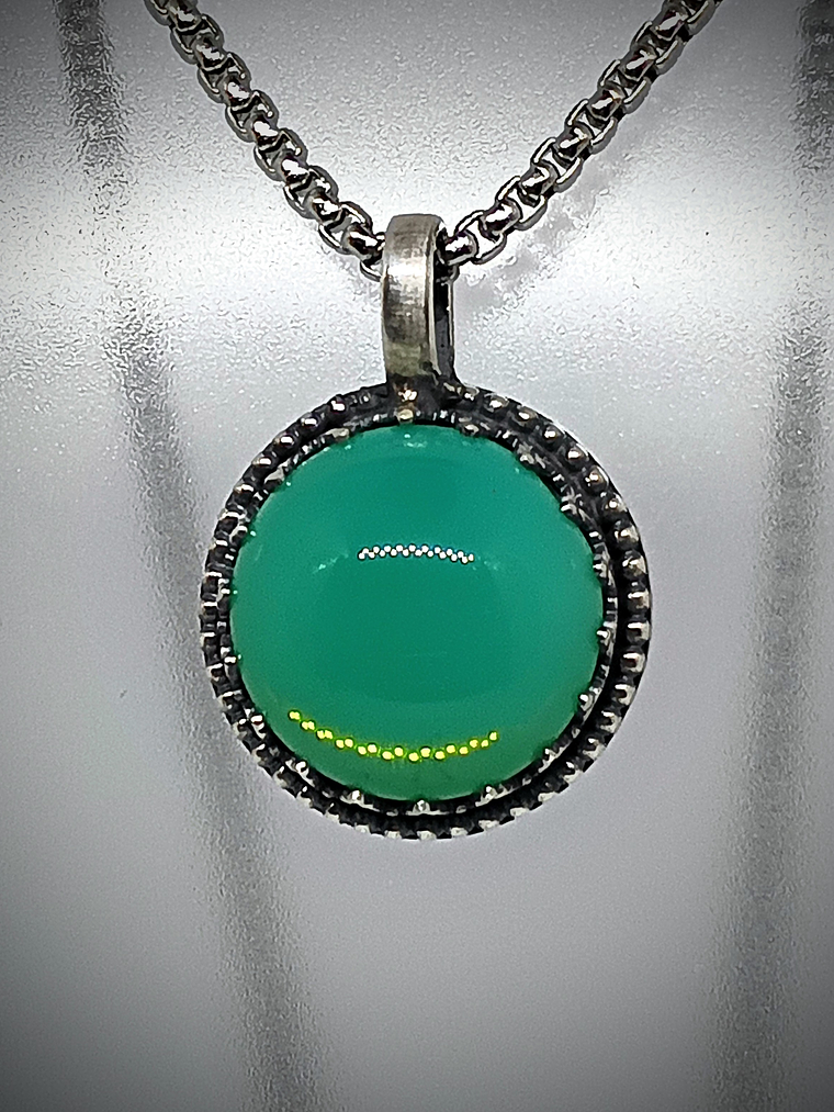 MTO ☢ Simple vintage style Sterling silver Green opal UG pendant or ring -  Sterling 💍- 1