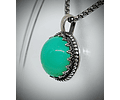 SS - ☢ style2 - Simple vintage style Sterling silver Green opal UG necklace -  Sterling 💍-