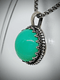 MTO ☢ Simple vintage style Sterling silver Green opal UG pendant or ring -  Sterling 💍- - thumbnail 3