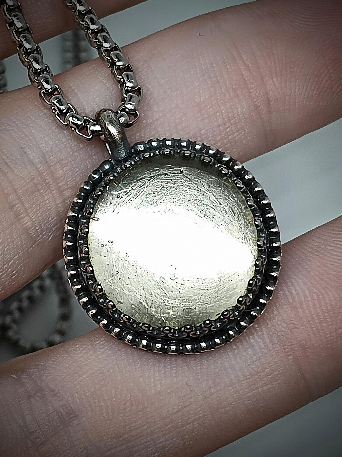 MTO ☢ Vintage classic, Sterling silver old Vaseline UG necklace or ring -  Sterling  2