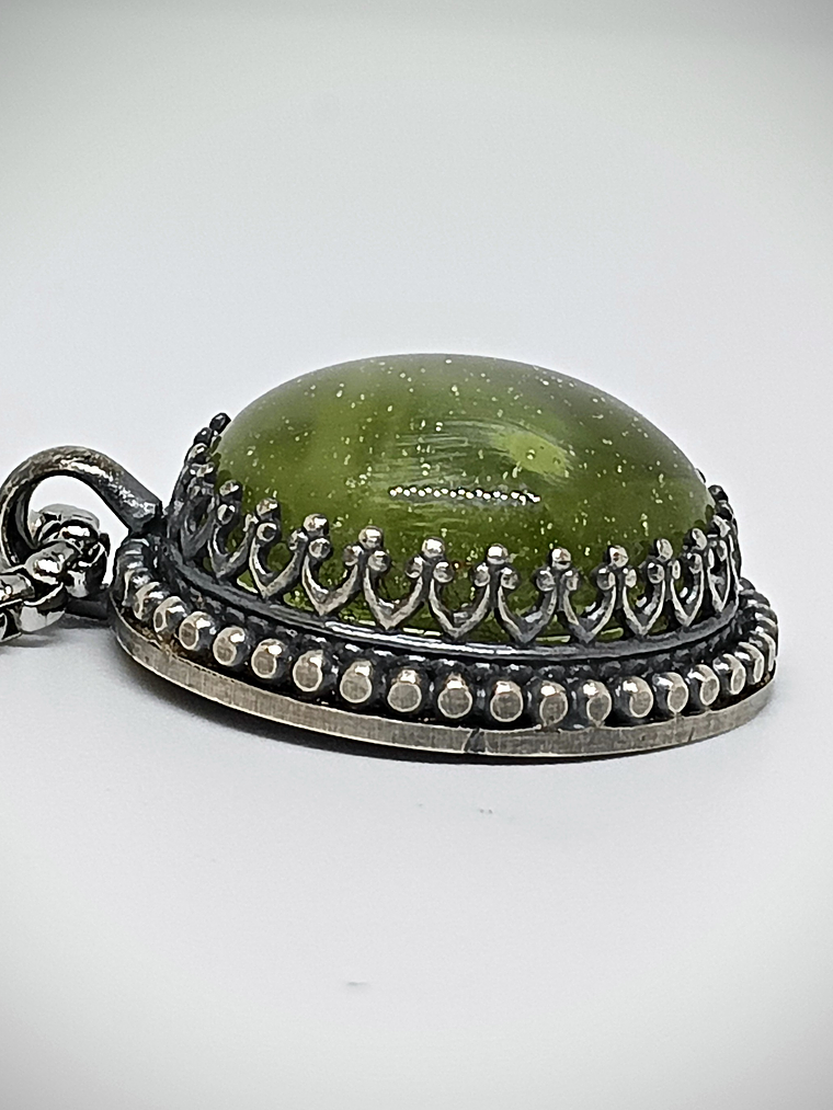 MTO ☢ Vintage classic, Sterling silver old Vaseline UG necklace or ring -  Sterling  4