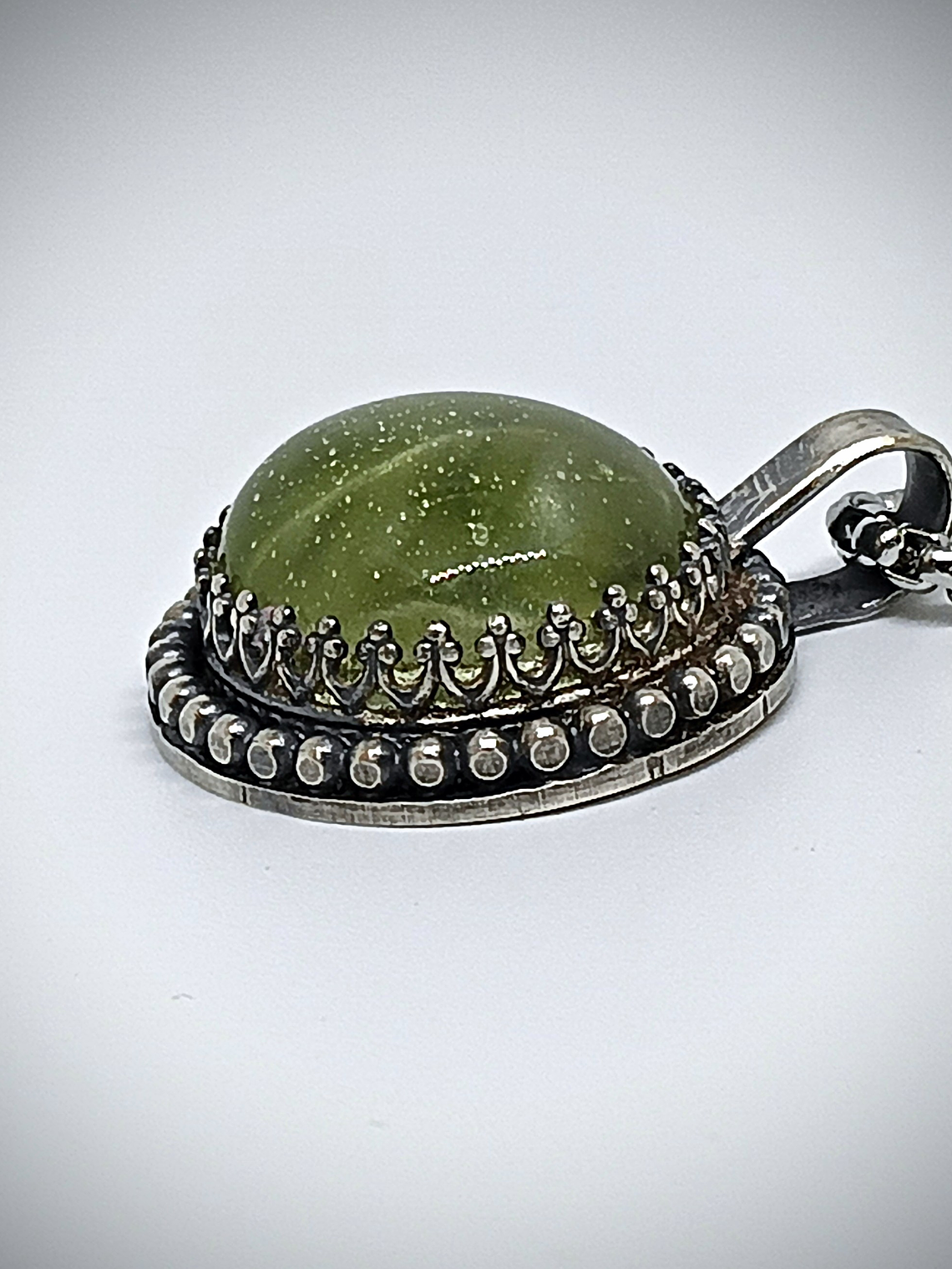 SS - ☢ Style1 - Vintage classic, Sterling silver old Vaseline UG necklace -  Sterling 💍 1