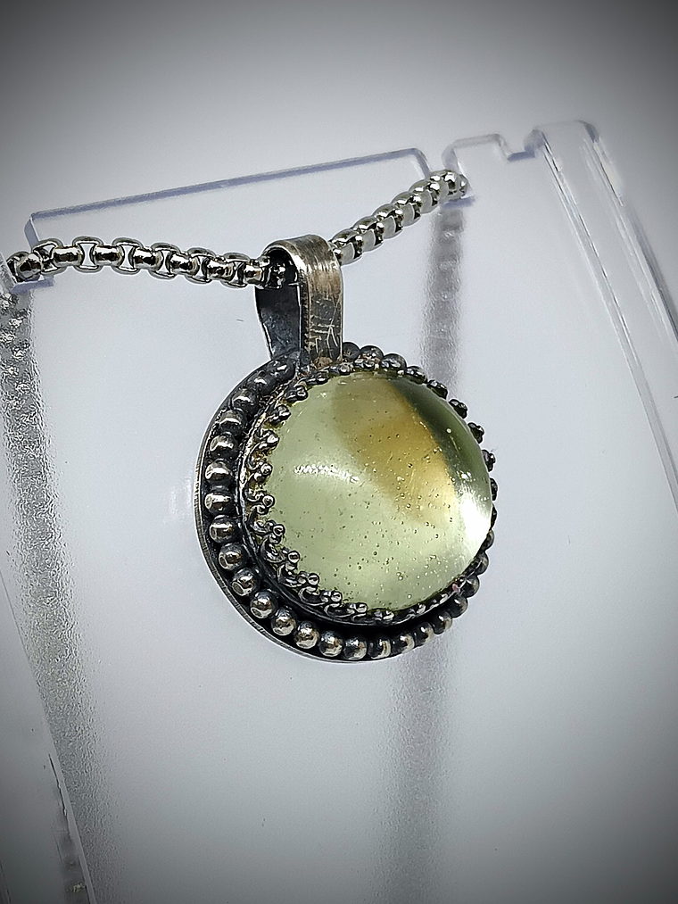 SS - ☢ Style1 - Vintage classic, Sterling silver old Vaseline UG necklace -  Sterling 💍 2