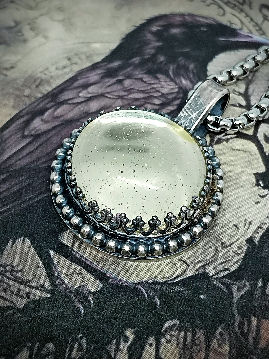 SS - ☢ Style1 - Vintage classic, Sterling silver old Vaseline UG necklace -  Sterling 💍 4